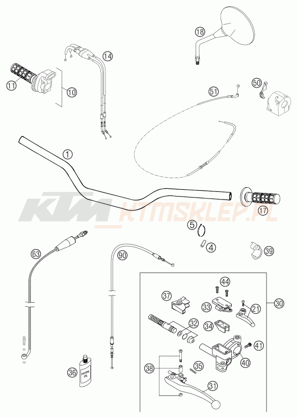 Schemat "kierownica i osprzęt" do KTM 640 LC4 ENDURO