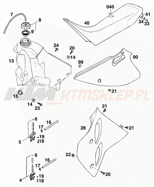 Schemat "TANK, SEAT" do KTM 550 MXC M/Ö