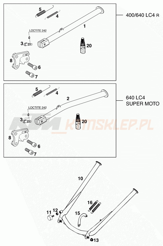 Schemat "stopki postojowe" do KTM 640 LC 4