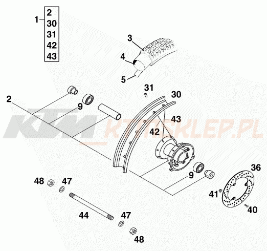 Schemat "koło przód" do KTM 60 SX