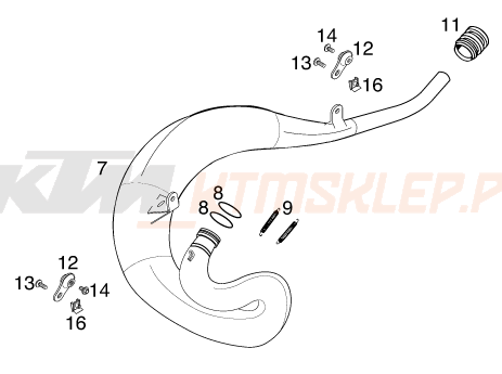 Schemat "układ wydechowy" do KTM 125 EXE 100