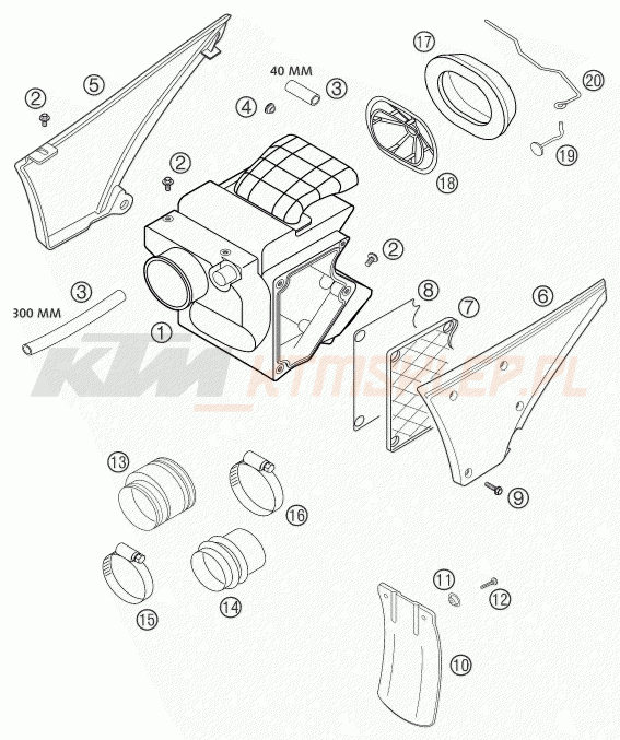 Schemat "filtr powietrza" do KTM 625 SXC