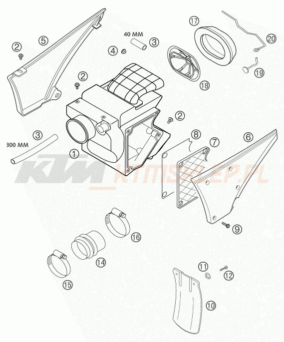 Schemat "filtr powietrza" do KTM 625 SXC
