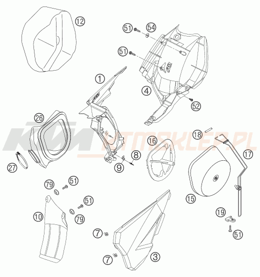 Schemat "filtr powietrza" do KTM 450 SXS RACING
