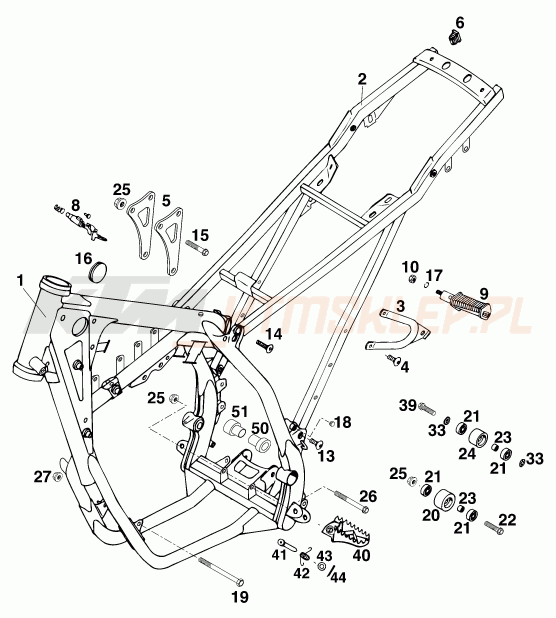 Schemat "rama" do KTM 125 LC2 100/WEIß