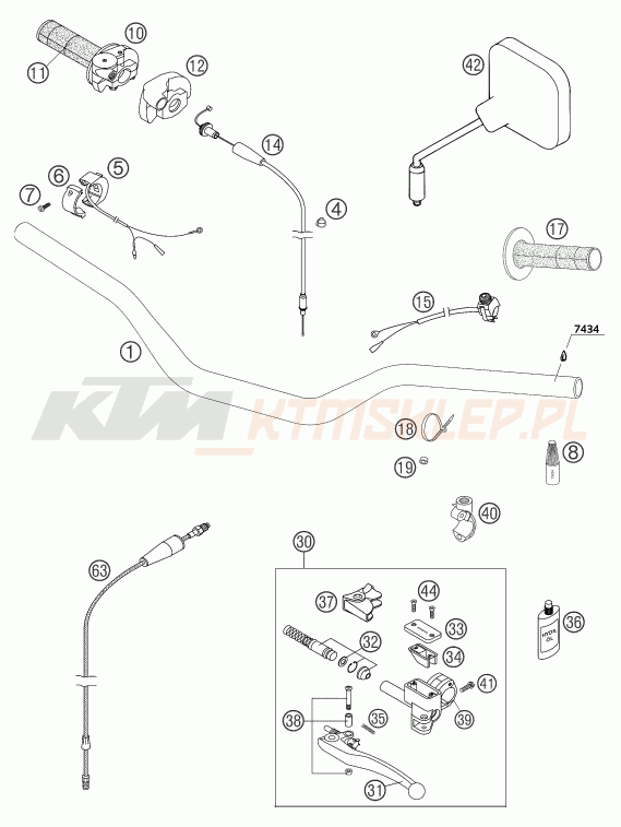 Schemat "kierownica i osprzęt" do KTM 300 EXC