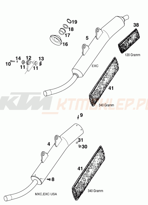 Schemat "MAIN SILENCER" do KTM 200 MXC