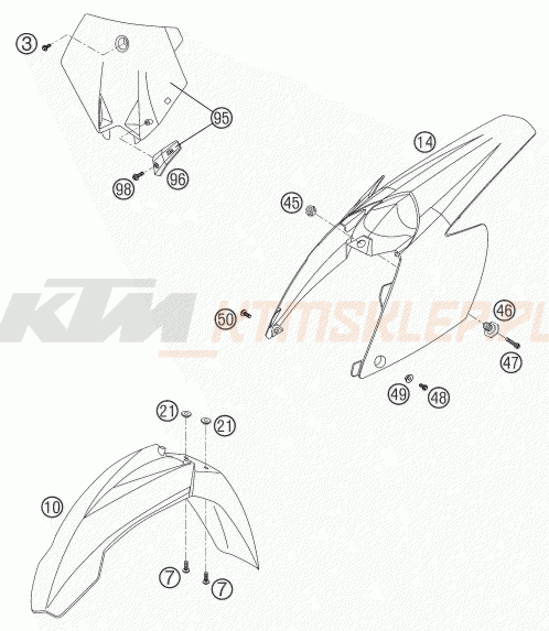 Schemat "czasza, błotniki" do KTM 250 SXS