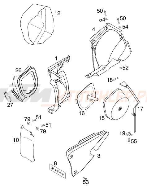 Schemat "filtr powietrza" do KTM 125 SUPERMOTO 80