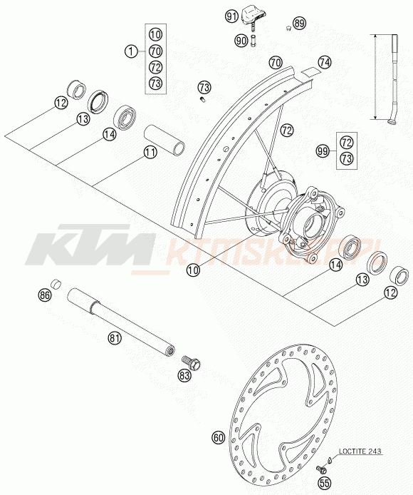 Schemat "koło przód" do KTM 105 SX