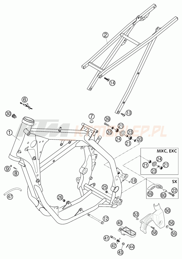 Schemat "rama" do KTM 520 EXC-G RACING