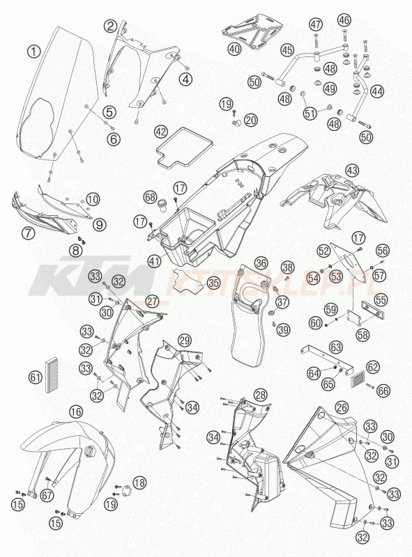 Schemat "czasza, błotniki" do KTM 950 ADVENTURE S