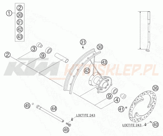 Schemat "koło przód" do KTM 65 SX