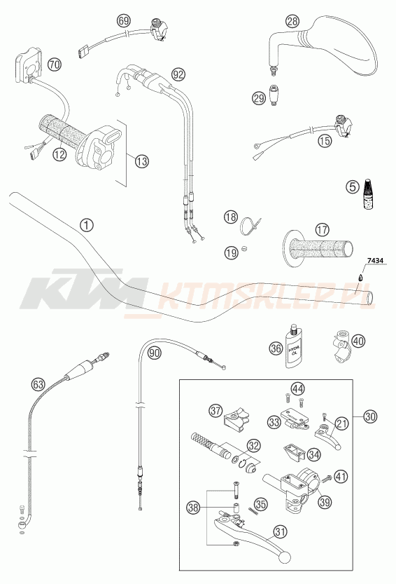 Schemat "kierownica i osprzęt" do KTM 525 EXC RACING