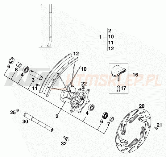 Schemat "koło przód" do KTM 250 SX