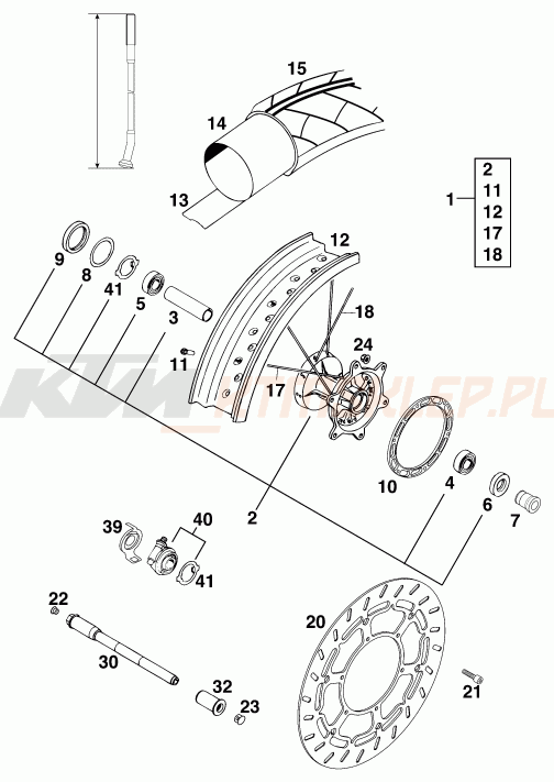 Schemat "koło przód" do KTM 620 DUKE 37KW