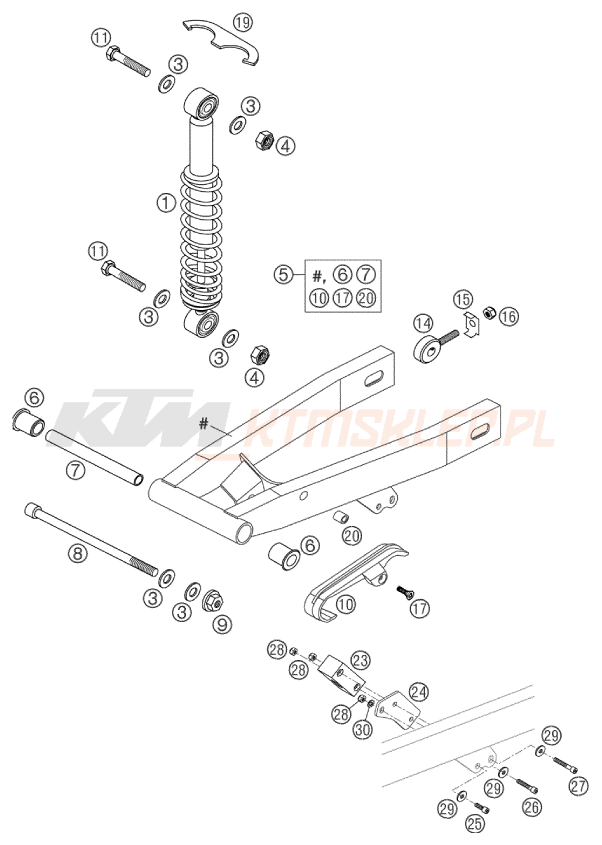 Schemat "amortyzator tył" do KTM 50 MINI ADVENTURE GS