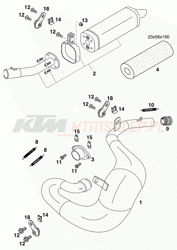 Schemat "układ wydechowy" do KTM 60 SX