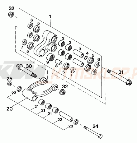 Schemat "PRO LEVER LINKING" do KTM 125 E-GS WP