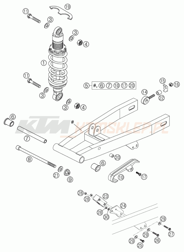 Schemat "SWING ARM, SHOCK ABSORBER 50LC" do KTM 50 SX PRO SENIOR LC