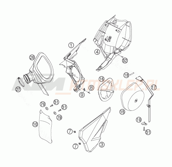 Schemat "filtr powietrza" do KTM 250 EXC-F