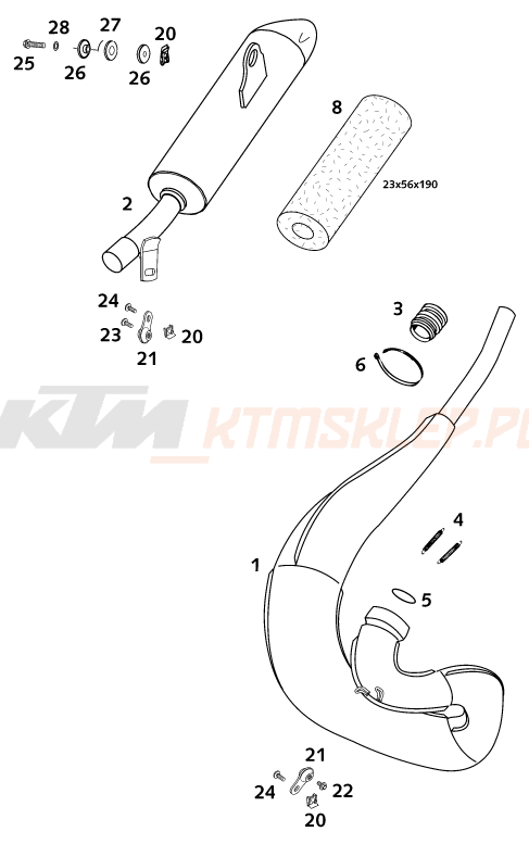 Schemat "układ wydechowy" do KTM 50 SX PRO SENIOR LC