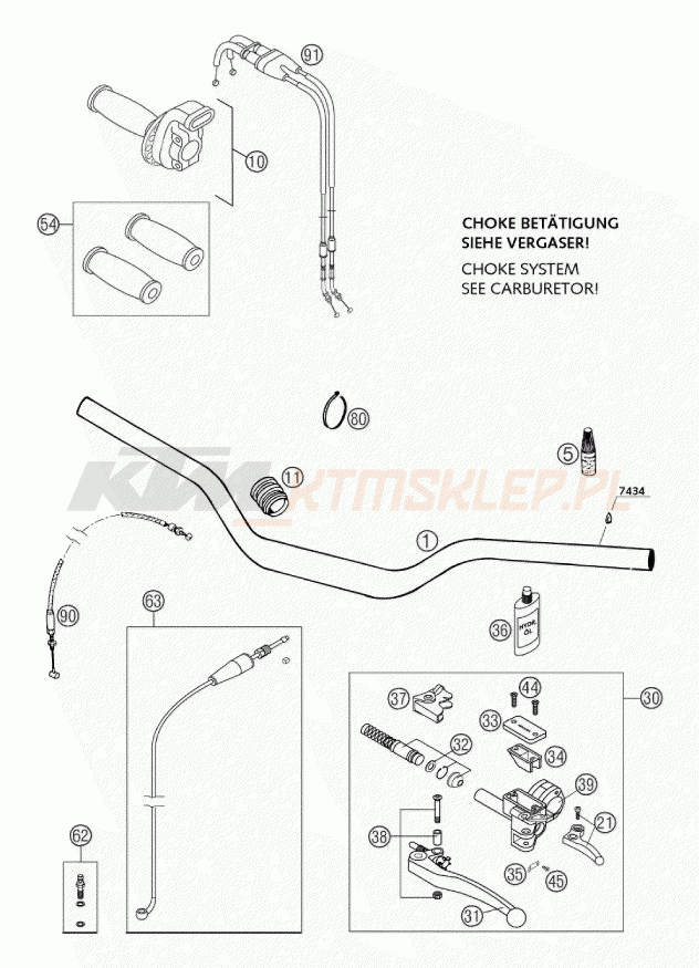 Schemat "kierownica i osprzęt" do KTM 660 RALLYE