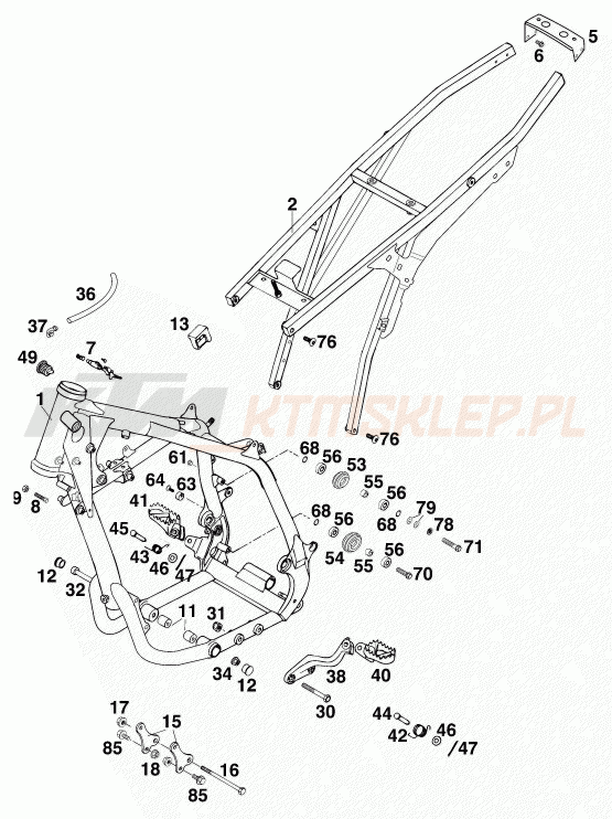 Schemat "rama" do KTM 620 SUP-COMP 20kW