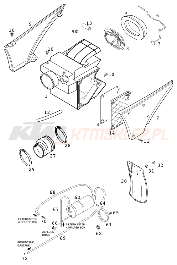 Schemat "filtr powietrza" do KTM 640 LC 4
