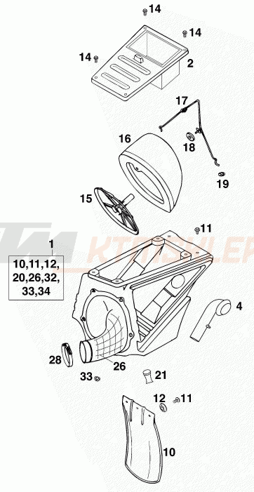 Schemat "filtr powietrza" do KTM 125 LC2 80