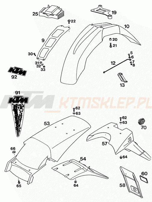 Schemat "czasza, błotniki" do KTM 350 E-XC 4T