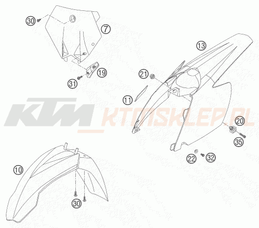 Schemat "czasza, błotniki" do KTM 85 SX 19/16