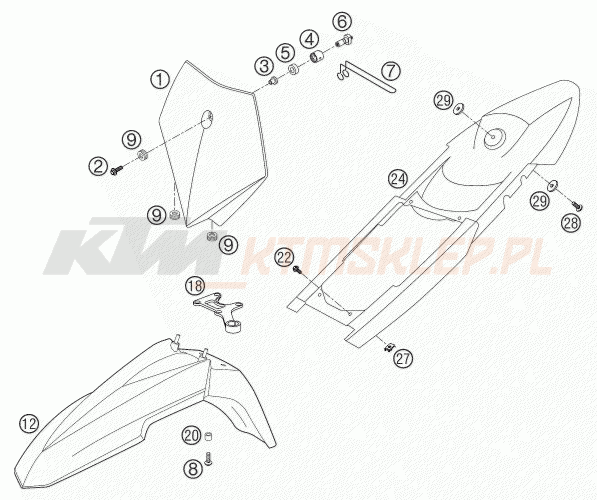 Schemat "czasza, błotniki" do KTM 660 SUPERMOTO FACTORY REPL.