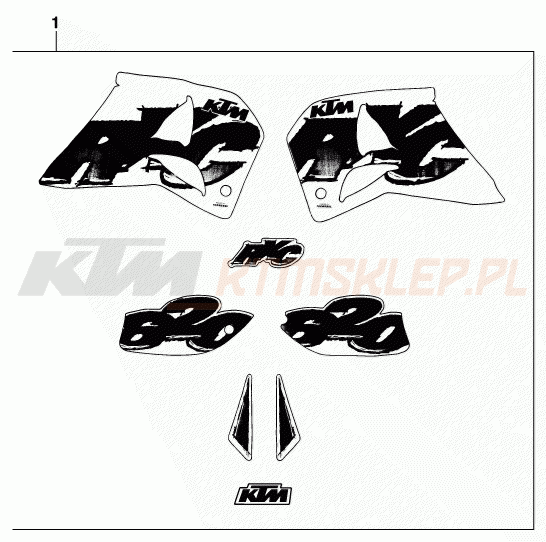 Schemat "naklejki" do KTM 620 RXC-E