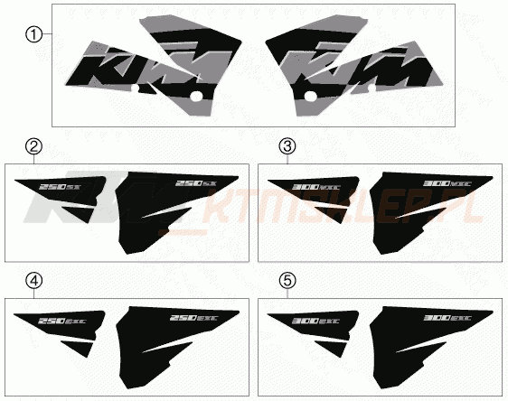 Schemat "naklejki" do KTM 250 EXC