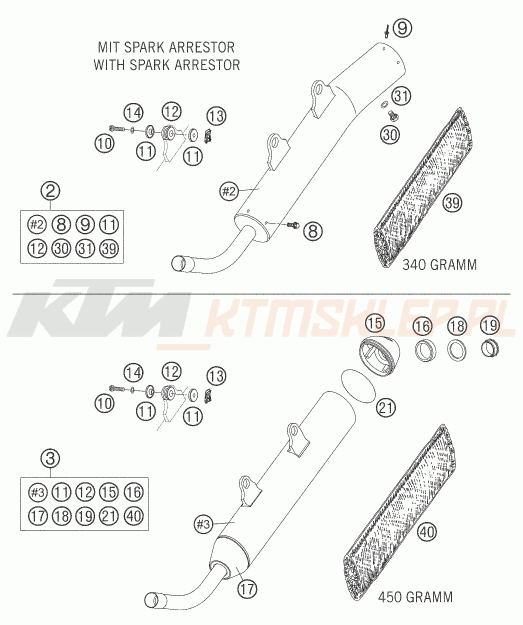 Schemat "MAIN SILENCER" do KTM 200 EXC