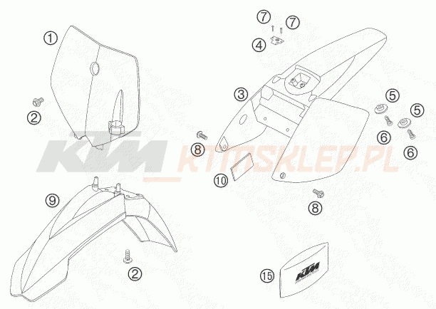 Schemat "czasza, błotniki" do KTM 65 SX