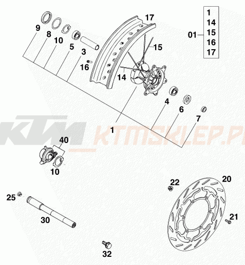 Schemat "koło przód" do KTM 620 LC-4 SUPER-MOTO