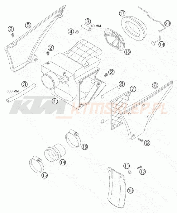 Schemat "filtr powietrza" do KTM 625 SXC
