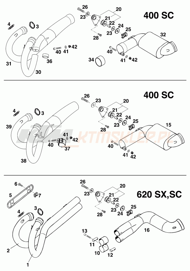 Schemat "układ wydechowy" do KTM 620 TXC
