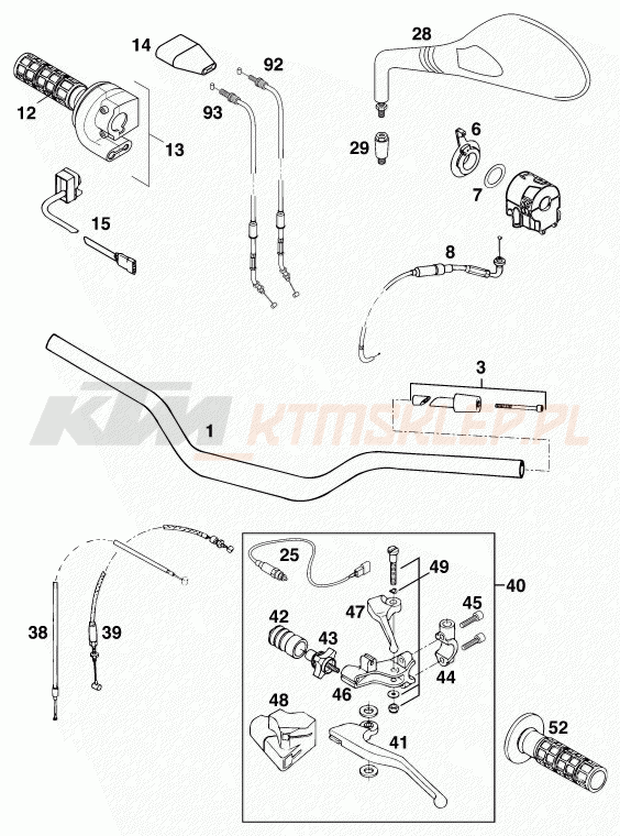 Schemat "kierownica i osprzęt" do KTM 640 DUKE II