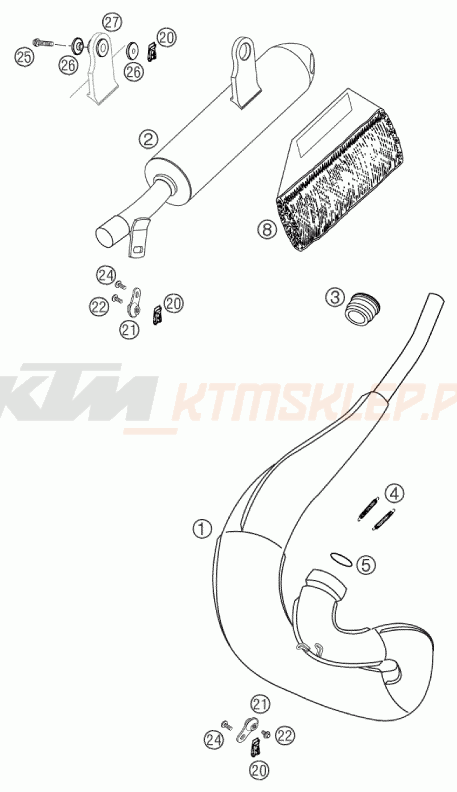 Schemat "układ wydechowy" do KTM 50 SX PRO SENIOR LC