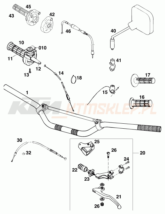 Schemat "kierownica i osprzęt" do KTM 300 E-GS WP