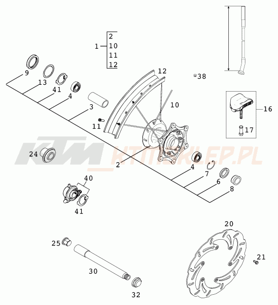 Schemat "koło przód" do KTM 250 EXC