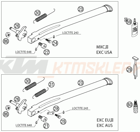 Schemat "stopki postojowe" do KTM 200 EXC - GS