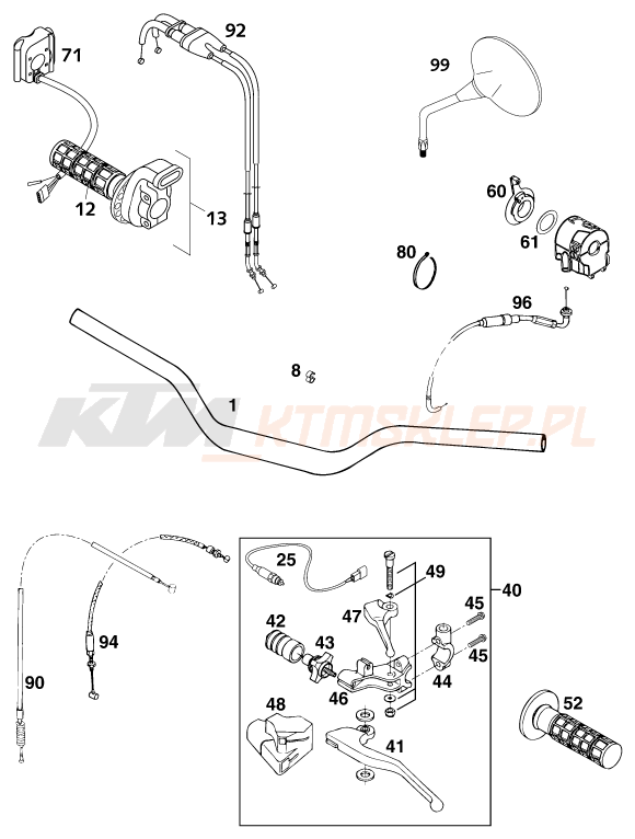 Schemat "kierownica i osprzęt" do KTM 640 ADVENTURE-R