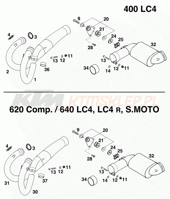 Schemat "układ wydechowy" do KTM 640 LC 4