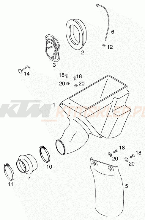 Schemat "filtr powietrza" do KTM 65 SX