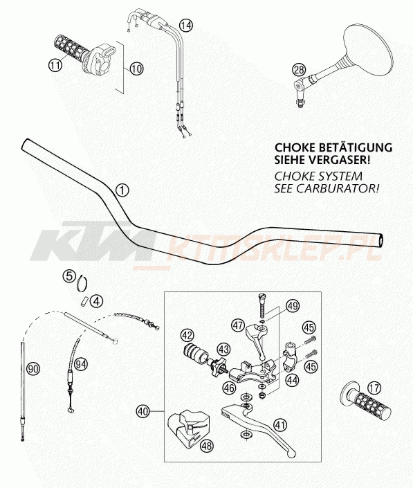 Schemat "kierownica i osprzęt" do KTM 625 SC