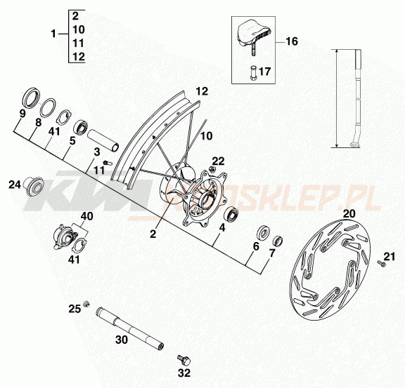 Schemat "koło przód" do KTM 300 EXC 12lt